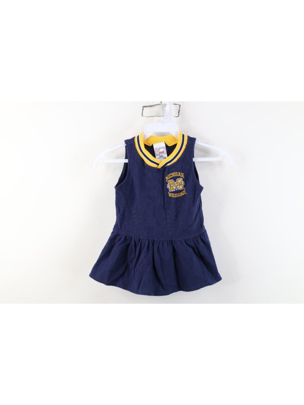 Vtg 90s Baby Girl Toddler 24M University of Michigan Cheerleader Dress Blue USA